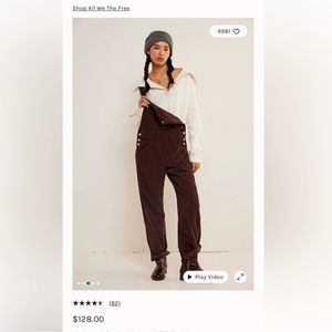 We The Free (Free People) Ziggy Cordoroy Overalls brown size Small